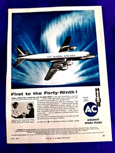 American Airlines + Alaska Airlines Dual Ad 1959 Boeing 707 + DC-6 11 x 8 - Picture 1 of 2