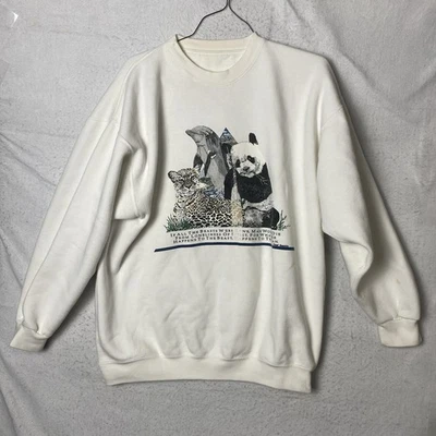 Sudadera De Colección Para Hombre Blanca Panda Tiger Dolphin Chief Seattle Cuello Redondo Talla L Foto 1 de 4
