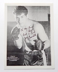 Joey Giardello 5x7 Signed B&W Photo Auto Autograph Boxer - Imagen 1 de 2