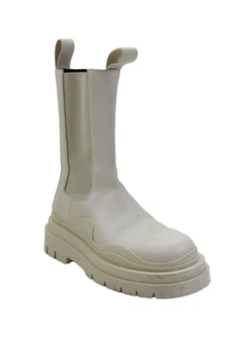 Bottega Veneta Womens Leather Round Toe Platform Boots White Size 36.5 6.5 - Image 1 of 4