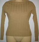 New York & Company - Xs - Lt. Caramel Beige - Stretchy Ribbed Long Sleeve Top