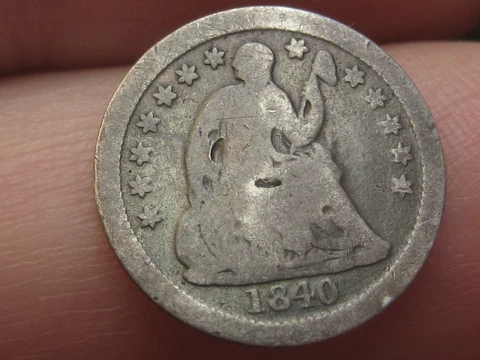 1840 O Seated Liberty Half Dime WITH Drapery, New Orleans, Good Details Cover