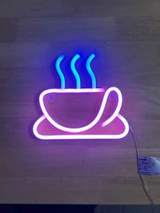 Coffee cup LED wall light, Dunelm, wall hanging , neon light , cafe bar kitchen - Picture 1 of 7