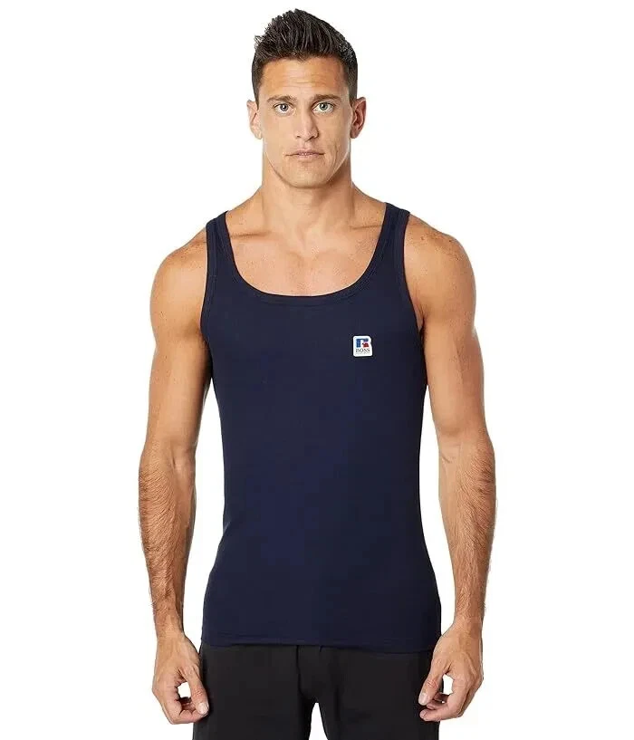 Camiseta sin mangas Hugo Boss para hombre de algodón elástico con logotipo exclusivo azul marino M Foto 1 de 1