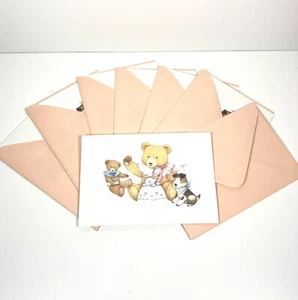 7 Vintage strukturierte Teddybär Tea Party leere Notizkarten, aktuell, R. Dean Grist - Bild 1 von 8