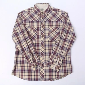 Cabela's Long Sleeve Shirt Adult Large Button Up Purple Plaid Check Casual - Picture 1 of 10