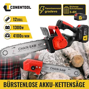 Kettensäge Elektrisch 12" Kabellos Ergonomisch Astschnitt Mit 4.0Ah Akku Koffer - Bild 1 von 13
