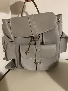 Grafea Leather Backpack - Grey - Utility Style - Silver hardware - Picture 1 of 10