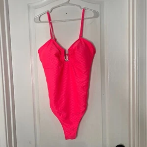 Womens Swimsuit XL Pink Seashell Print One Piece Adjustable Straps Bathing Suit - Picture 1 of 7