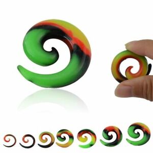 COLOURED Silicone Ear Spirals Piercing Plugs Tapers Stretchers Rainbow SP4