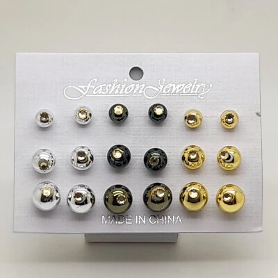 Wholesale set of 9 pairs multi style ear stud fashion jewelry earrings lot #68 - Image 1 of 4