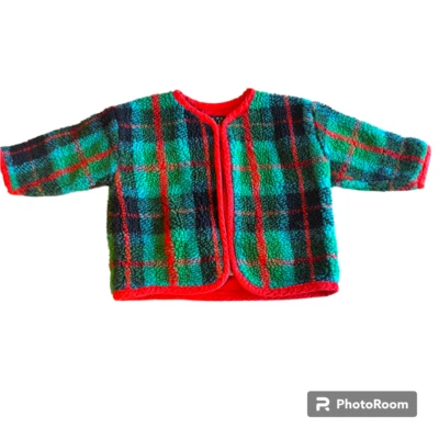 Cárdigan suéter chaqueta polar con cremallera a cuadros Baby Gap niño pequeño L/XL 12-24 meses Foto 1 de 4