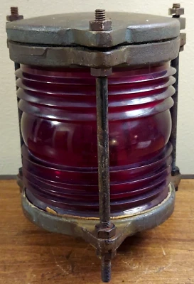 Farol Marcador Canal Salvamento Náutico Bronce De Colección Marítimo Rojo Señal Baliza Foto 1 de 4