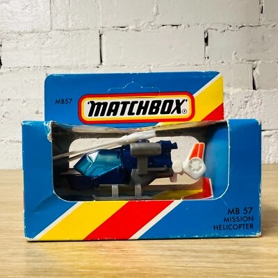 Mission Helicopter MB153 Blue White Orange 1985 Unpunched New in Box - Image 1 of 4