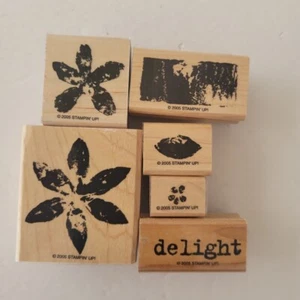 Paint Prints 2005 Stampin Up Mounted Rubber Stamps Set of 6 Flowers - Picture 1 of 2