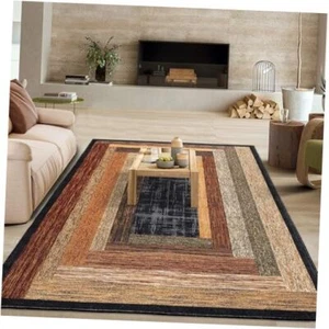 Washable Rug 5x7 Living Room Rug Modern Geometric Rug Non Slip Throw 5'x7' Red - Picture 1 of 8