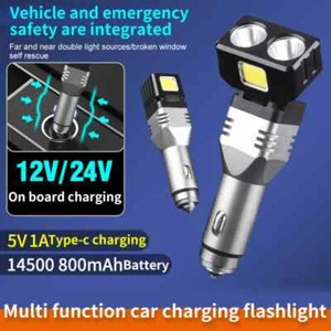 Car Chargeable Lantern Powerful Flashlight Car Cigarette Lighter Socket Light - Picture 1 of 16