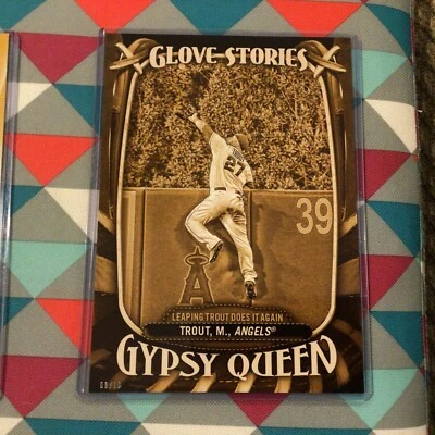 Mike Trout #GS-1 Angels 09/10 made 2016 Topps Gypsy Queen Glove Stories Gold 5x7 - Image 1 of 3