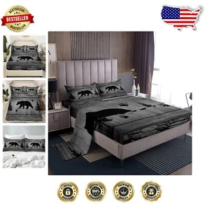 3-Piece Twin Bedding Set with Bear and Tree Design - Deep Pocket Fitted Sheets - Picture 1 of 9