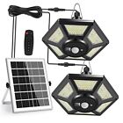 Solar Pendant Lights, Dual Head Solar Shed Lights with Motion Sensor Two Packs