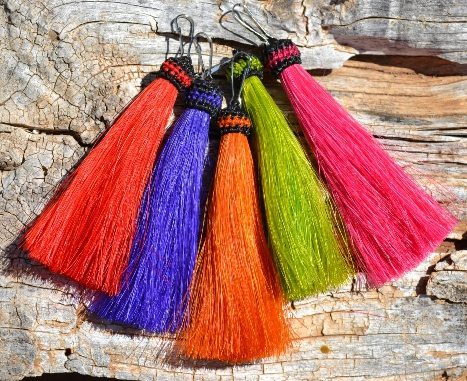 AUSTIN ACCENT 100% Horsehair Zipper Pull - Bright Colors -3" - Jacket/Backpack/Purse