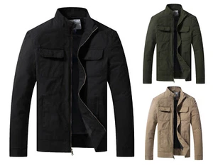 Chaqueta militar ligera de lona de algodón para hombre WenVen abrigo de campo informal de resorte - Imagen 1 de 43