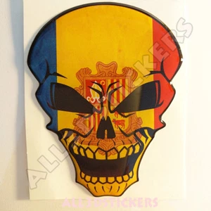 Pegatina Bandera Andorra Cráneo Calcomanía Adhesivo Resina Cúpula Coche Moto Tablet Laptop 3D - Imagen 1 de 3