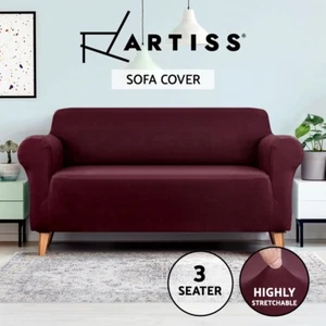 Artiss Stretch Sofa Cover Couch Slipcover 3 Seater Lounge Protector Burgundy - Picture 1 of 11
