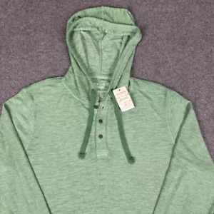 Lucky Brand Venice Burnout Hoodie Mens M Green Long Sleeve Lightweight Waffle - Picture 1 of 14