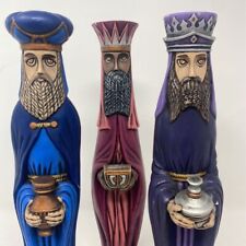 Vintage Nativity  3 Three Wisemen Christmas  Magi Purple Painted Handmade 13”