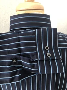 DKNY NEW OTHER MEN'S XL Slim FitSize  17.5  34/35  STRIPED Dress Shirt NAVY BLUE - Picture 1 of 21