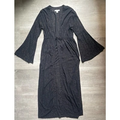 Tori Praver Cassandra Kimono Cubrir Plumero Corbata Frontal Rayas Metálicas Talla S Foto 1 de 4