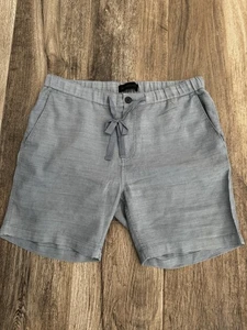 John Varvatos Benson Linen Blend Shorts Mens Sz 36 Blue Elastic Drawstring 7” - Picture 1 of 7