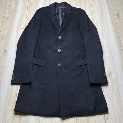 NWT Hugo Boss Mens Black Slim-Fit Wool Cashmere Three-Button Migor Coat Size 38R - Image 1 of 4