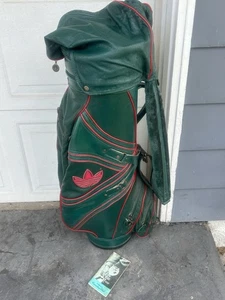 Vintage Adidas Golf Bag w Rain HoodRARE Green Red 6 Way W Arnold Palmer Handbook - Picture 1 of 22