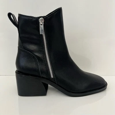 Botas de cuero STEVE MADDEN Ruthy tacón bloque en negro NUEVAS Foto 1 de 4