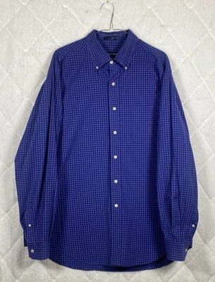Austin Reed Men's Size XL Blue Checked Long Sleeve Button Up Shirt Vintage 80s - Image 1 of 4