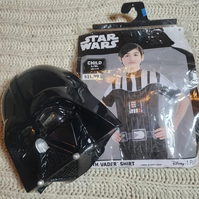 Darth Vader Costume Top Shirt & Mask Star Wars Halloween Child Size L/XL - Image 1 of 4