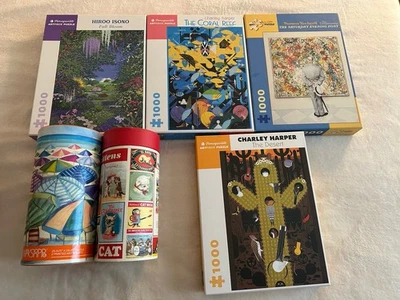 Lot Of 6 used 1000 Piece Jigsaw Puzzles 4 Pomegranate 1 Vintage 1 Werk shoppe - Image 1 of 4