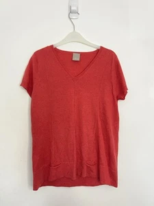 Poetry Top Size 10 Pink Silk And Cashmere Short Sleeve Lightweight V Neck - Picture 1 of 6