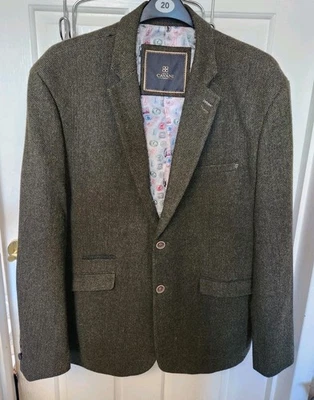 Mens size 50 Blazer Jacket Cavani 20% wool blend tweed style brown - Image 1 of 4