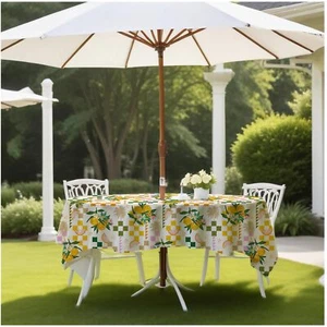 60 Inch Round Tablecloth with Umbrella Hole for Outdoor Picnic Party Patio BBQ - Picture 1 of 7