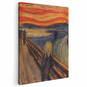 Quadro L'urlo di Edvard Munch Canvas Tela Telaio in legno soggiorno Grido Scream - Foto 1 di 7