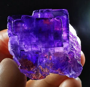 38g natürliche klare transparente lila Würfel Fluorit Mineral Probe China - Bild 1 von 15