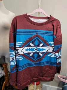 Boutique Top Size M maroon aztex - Picture 1 of 5