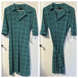 Neu mit Etikett Laundry blau Mutli Kleid mit geometrischem Kragen und abnehmbarem Gürtel Größe 10 - Bild 1 von 9