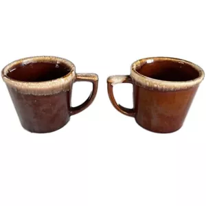 x2 tazas de café vintage esmaltado por goteo marrón cerámica 8 oz mango en D EE. UU. - Imagen 1 de 6