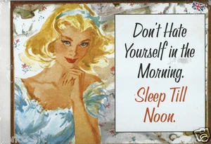 Retro Vintage Sleep Till Noon Sleeping Lazy Steel Decorative Wall Plaque Sign - Picture 1 of 2