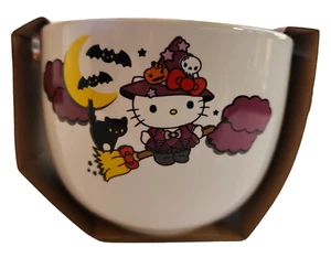 Halloween Hello Kitty Ramen Schale mit Essstäbchen Keramikschale Hexe Fledermäuse Kürbis - Bild 1 von 4