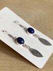 Natural Gemstone Leaf Drop Earrings Sterling Silver 925 Plated Moonstone Lazuli